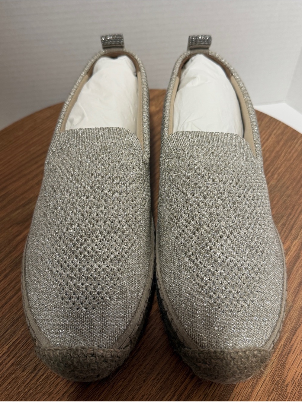 Brunello Cucinelli Woman Metallic Glitter Stretch Knit Espadrille Loafer-39 1/2
